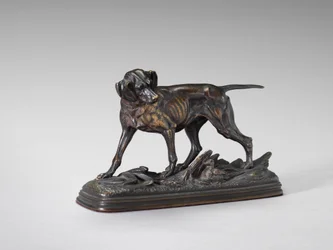 Pointer Standing over a Pheasant