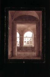 View of a Cloister with a Fountain