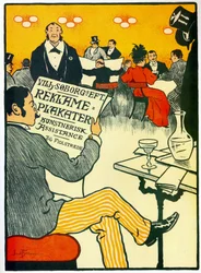 Advertising Poster for a Print Shop Representing a Bar Scene