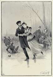 Illustration for Anna Karenina: Levin and Kitty on the ice