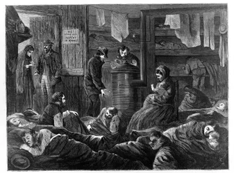 Underground Lodgings for the Poor, Greenwich Street, New York, from Harpers Weekly, 1869