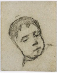 Emil Gauguin as a Child, Head on a Pillow