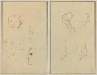 Five Studies of Heads; A Boy in Profile with Studies of Hands and Feet