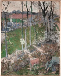 Winter. Little Breton Arranging His Clog