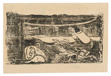 Interior of a Tahitian Hut, from the Suite of Late Wood-Block Prints