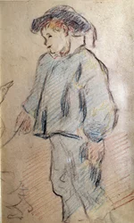 Little Breton Boy with a Goose (Sketch by Paul Gauguin)