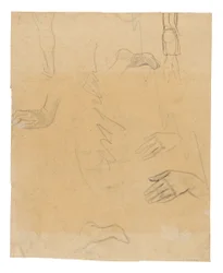 Sketches of Figures, Hands, and Feet (related to the painting Aha oe feii? [What! Are You Jealous?])