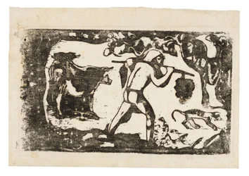 Tahitian Carrying Bananas, from the Suite of Late Wood-Block Prints