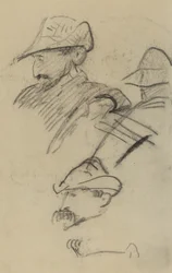 Three Studies of a Man Wearing a Hat