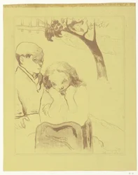 Sad Woman Sitting by a Man