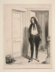 Excuse me! - A student in a beret, both hands...