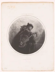 Man with Banjo Singing and Playing a Serenade (series: Illustrations of the Songs of Jeanne Gavarni)