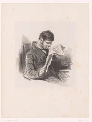 Man with Glasses Reading the Newspaper
