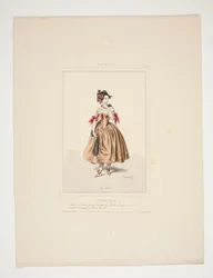Basque Peasant Woman. Velvet Hat Adorned with Chenille Tassels.
