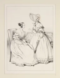 SEPTEMBER 1838. Muslin dress trimmed with lace flounces; ...