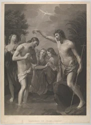 The Baptism of Christ, Saint John the Baptist at Right and Christ at Left