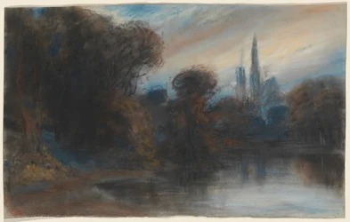 An Abbey by a Wooded Lake at Twilight, c.1831