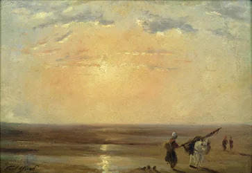The Beach at Trouville with Setting Sun