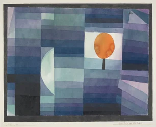 The Harbinger of Autumn (green/violet gradation with orange accent)