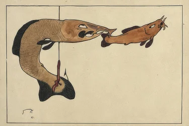 Untitled (Two Fish, One on a Hook)