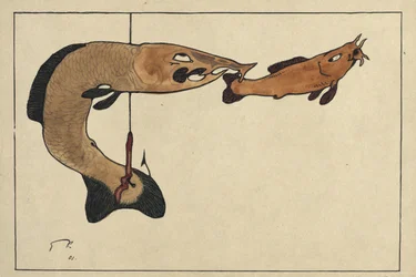 Untitled: Two fishes, one on a hook, 1901
