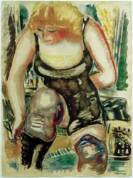 Blonde Lady with Shoe Button Hook