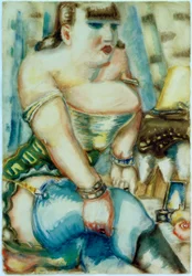 Woman with Blue Stockings