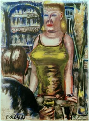 Yellow Barmaid with Gentleman