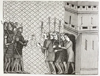 After the Capture of a Town in the 14th Century (after a 14th century miniature in Histoire du Monde)