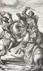 Chivalry Represented by Allegorical Figures (after a 16th century copperplate)