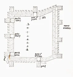Plan of 13th Century Antioch Showing Its Five Gates (After 13th Century Manuscript)