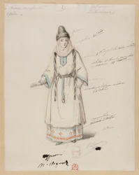 Gounod - The Bloody Nun - Four Costume Designs by Paul Lormier - 2. Bohemian Villager