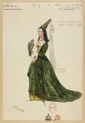 Isabelle de Bavière. Costume design for the opera Charles VI by Fromental Halévy