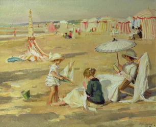 Mother with her Children on the Beach