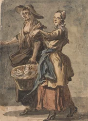 Two Women Holding a Basket