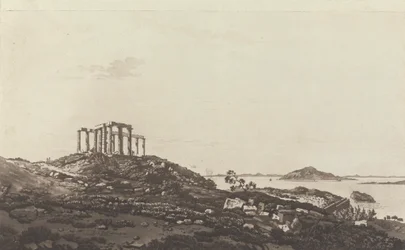 Views in the Levant: Ruined Temple on Hill at Suninum Overlooking Islands