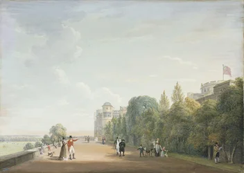 Windsor Castle: The North Terrace Looking East, with Elegant Figures