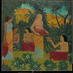 Libations, Five Figures in a Mythical Forest