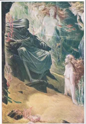 Full fathom five thy father lies: of his bones are coral made, illustration from The Tempest, 1908