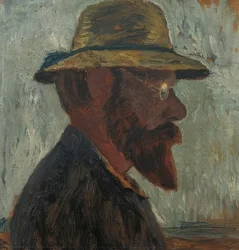 Otto Modersohn with Straw Hat in Profile to the Right