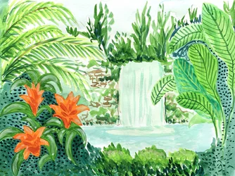 Tropical Waterfall Oasis