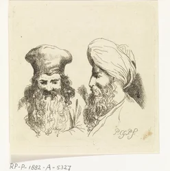 Two Male Heads with Turbans