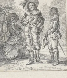 Design for Illustration Theater Group: Two Standing Figures and a Seated Figure