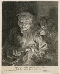 Old Woman and Boy with Candles