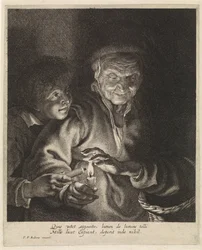 Old Woman and Boy with Candles