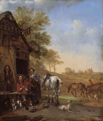 Resting Rider Before an Inn