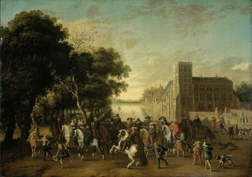 Prince Maurice of Orange accompanied by Frederick V and his wife Elizabeth Stuart