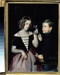 Portrait of the Two Gerbin Children Contemplating a Butterfly
