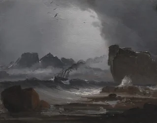 Rough Sea with a Steamer near the Coast of Norway