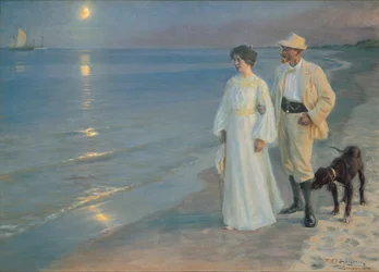 Summer Evening on the Beach at Skagen. The Painter and His Wife